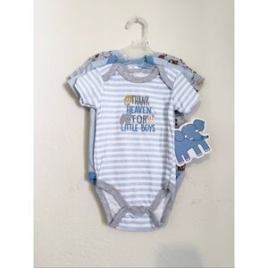 Little Beginnings Baby Boy 3 Pack Bodysuits One Piece Size 6-9M